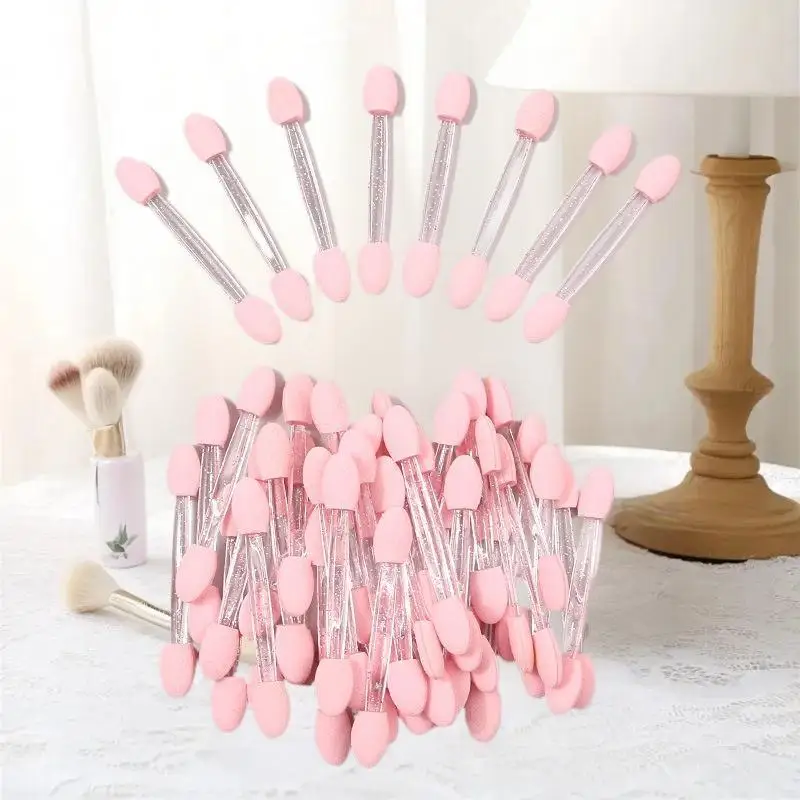 50/100pcs 6.4cm Double-headed Eyeshadow Stick Sponge Disposable Eyeshadow Brush Small Portable Beauty Makeup Tool Brush Head