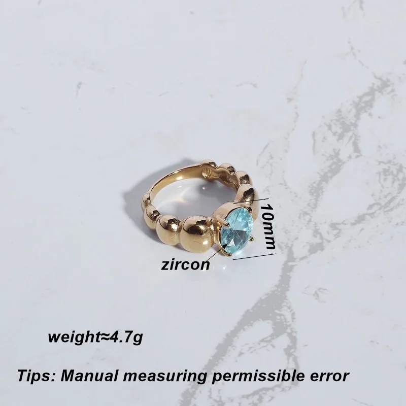 KITEAL 2024 Lovely Gold Plated size 6 7 8 Female Friend engagement ring Light blue goose egg zircon ring opal unique