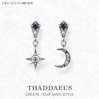 Earrings Royalty Star & Moon,Europe Fine Jewelry For Women,2022 Winter Lucky Romantic Gift In Sterling Silver 925