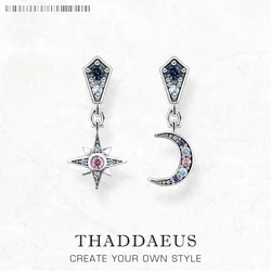 Earrings Royalty Star & Moon,Europe Fine Jewelry For Women,2022 Winter Lucky Romantic Gift In Sterling Silver 925