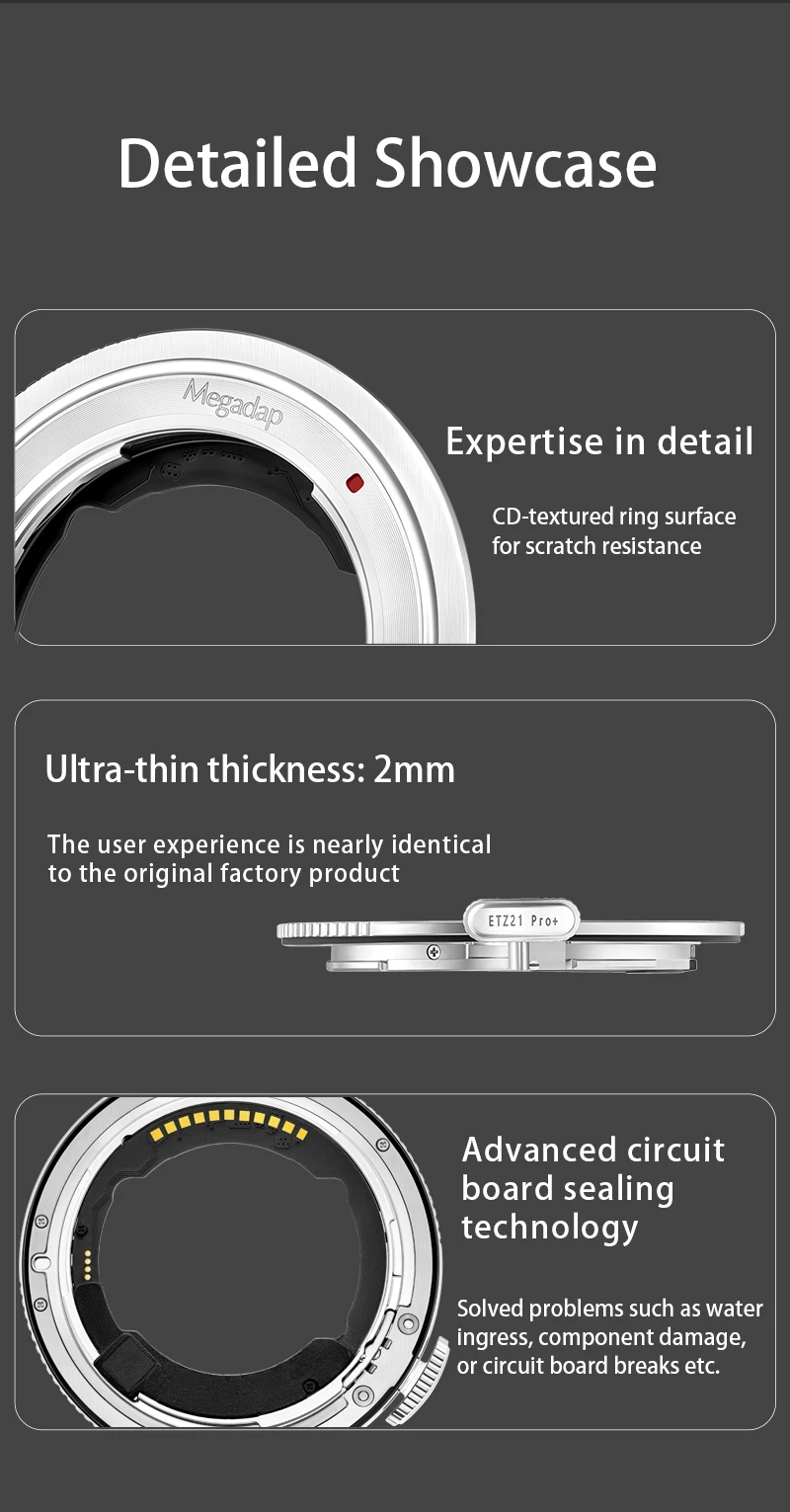 MEGADAP ETZ21 Pro+ Autofokus-Adapter für Sony E Tamron Sigma Objektive auf Nikon ZR ZF Z6II Z5 Z5IIC ZFC Z8 Z9 Z8 Z7 Z7II Z7 Z6II Z50 – Detail 8