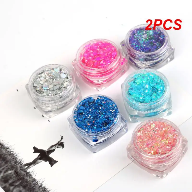 2PCS Professional Mermaid Sequins Gel Eye Shadow Holographic Glitter Shimmer Eye Makeup Palette Festival Party Cosmetics