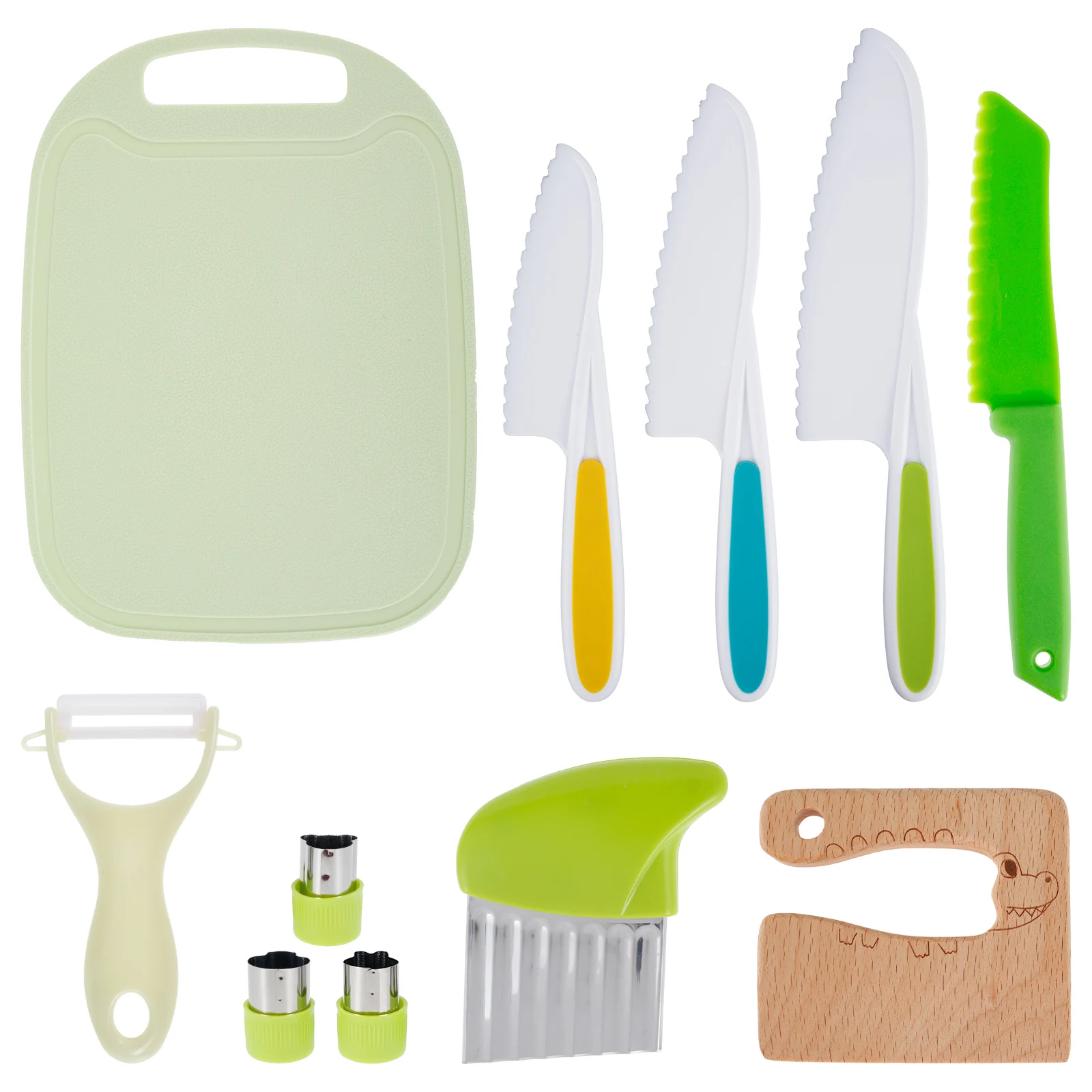 Kids Cooking Cutter Set Montessori Toy Safe Kitchen Knife Set for Kid Age 3-12 Birthday New Year Gifts Little Chef Cooking Tools