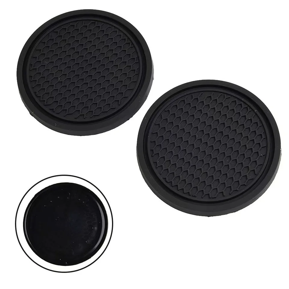 2 Stück schwarze Auto-Getränkehalter, rutschfeste Untersetzer, Premium-PVC-Auto-Untersetzer, universell passend für PerfectyFor Most Cup Car Interior Accessori – Detail 7