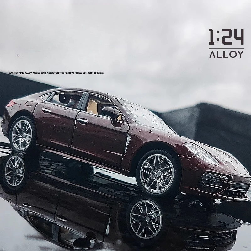 1:24 Panamera Miniatur-Sportwagenmodell, Spielzeug, Legierung, Druckguss, Türen, geöffnet, Sound, Licht, zurückziehen, Supercar, Ornamente, Geschenke