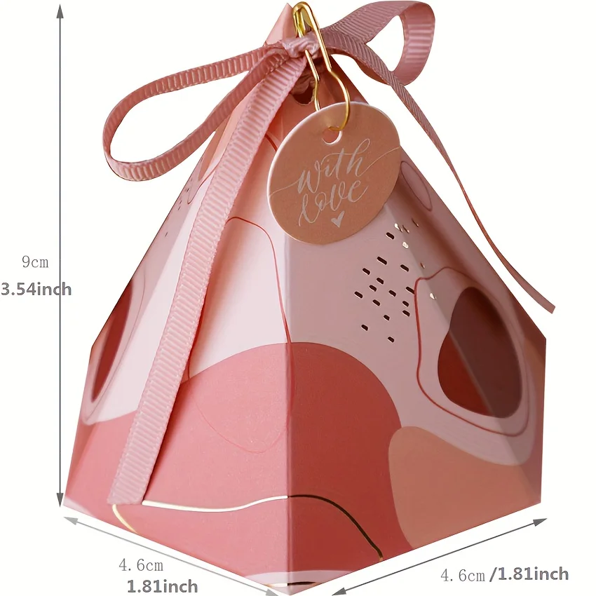 50 قطعة شكل الهرم صندوق ورقي صناديق الحلوى الشريط بطاقات مقاطع زهرة نمط مجوهرات حفلة لصالح هدية للحزب #6