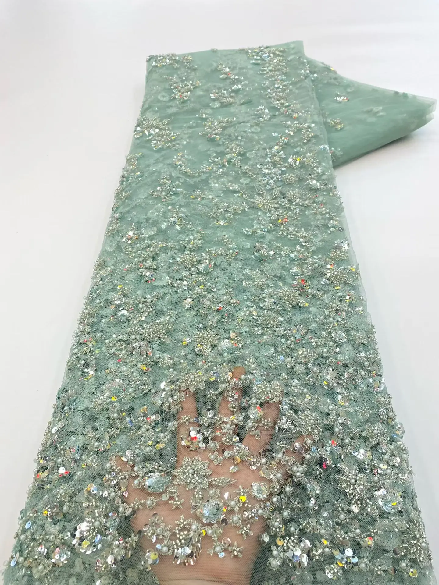 

Нигерийское кружево с бисерной вышивкой 2026, высококачественная французская сетка с пайетками, тюль, африканское кружевное полотно для роскошных свадебных и вечерних нарядов для женщин