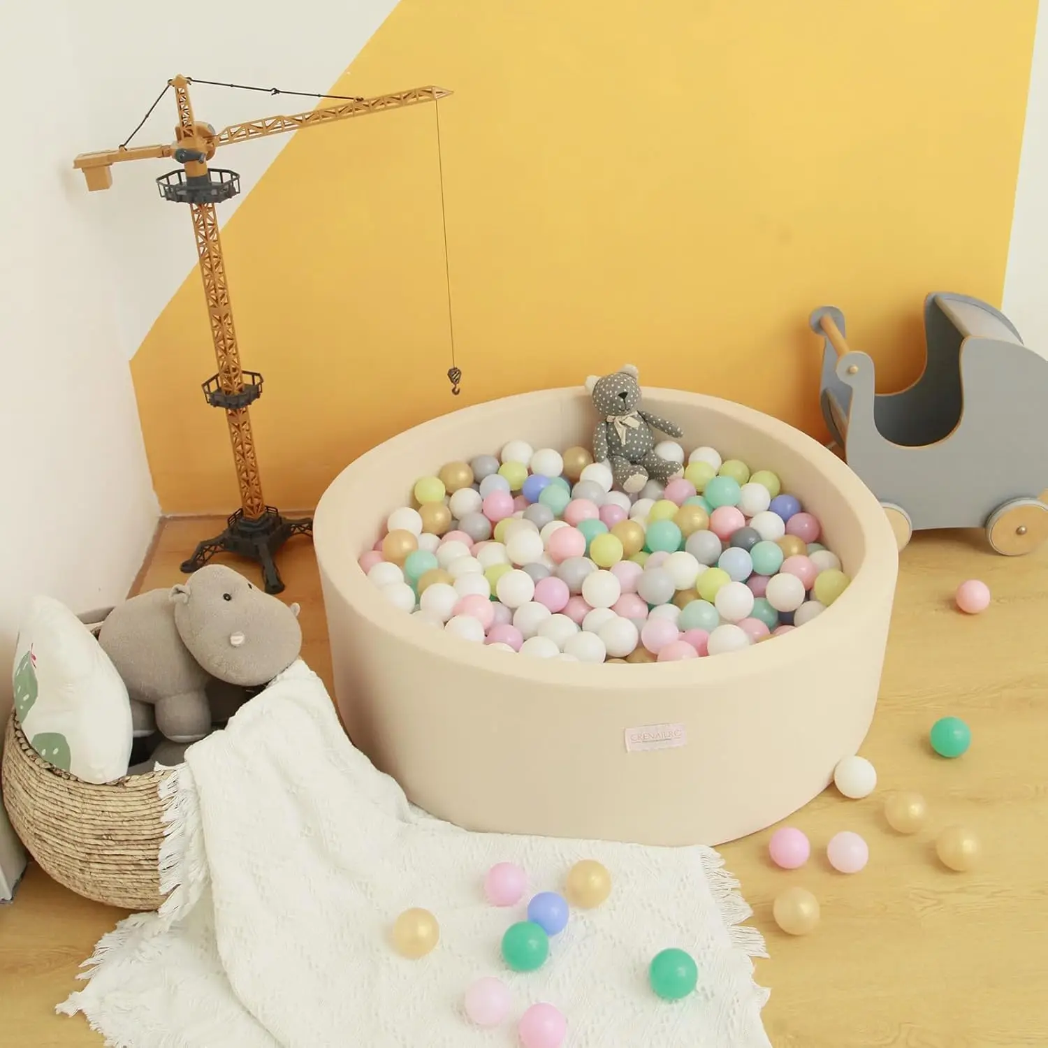Fossa per palline in schiuma per bambini piccoli, fossa per palline per bambini da 35 pollici, rotonda morbida e facile da montare o pulire, la piscina con palline per box per bambini è un regalo ideale per