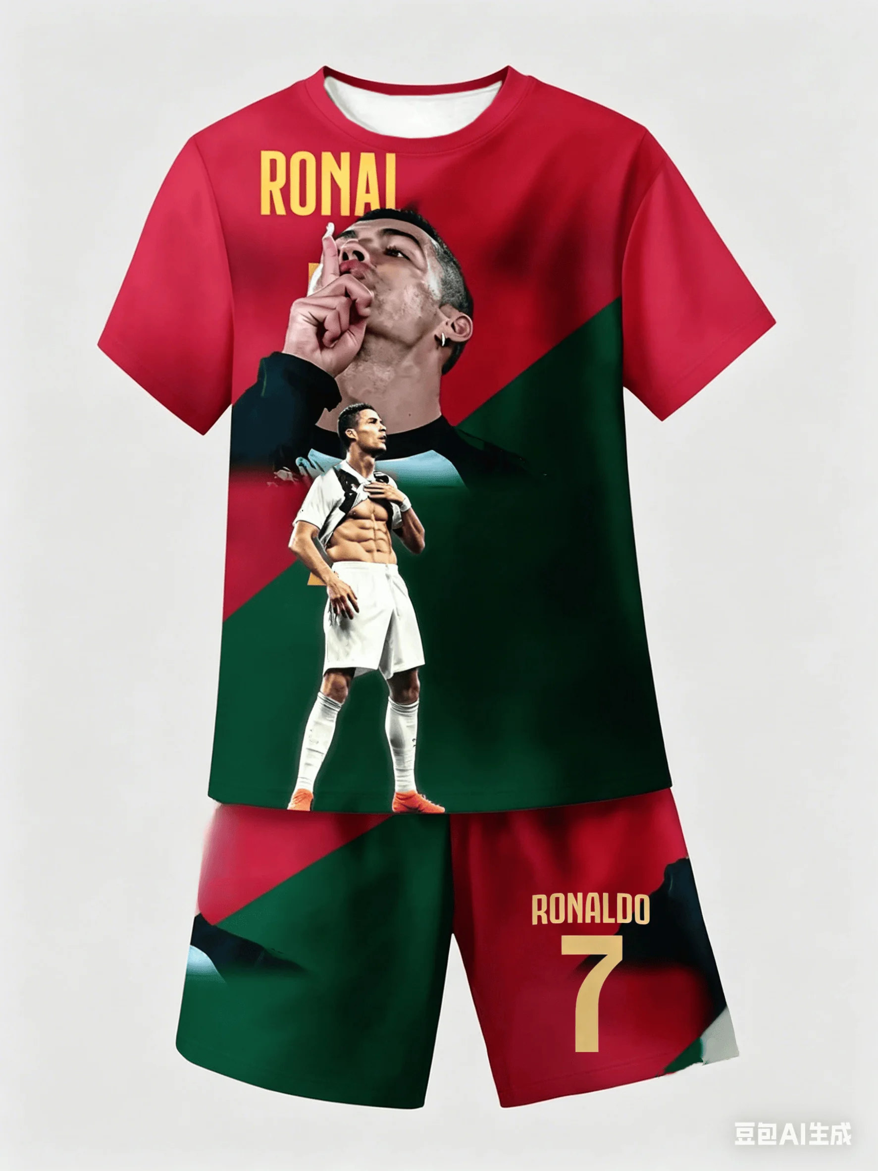 26 Sommermode im neuesten Stil # Ronaldo Nummer 7 #   Sport-Trainings-Fußball-T-Shirt- und Shorts-Set für Erwachsene/Kinder, passend für die ganze Familie, Kinder