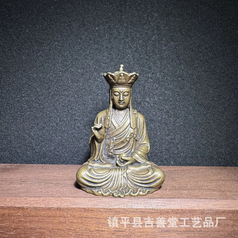 Brass Small Buddha Statue Ksitigarbha Ornament Tang Sanzang Home Decoration Office Brass Craft Ornament