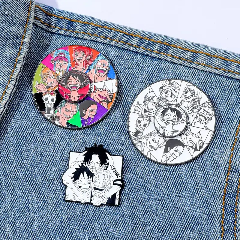 일본 애니메이션 원피스 옷깃 핀 배낭 에나멜 핀 남성 여성 브로치 멋진 서류 가방 배지 액세서리
