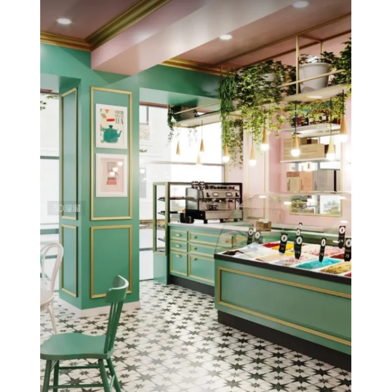 custom.Customized Luxury Modern Steel Interior Design Bakery Store New Retail Mall Display Counter LED Sh