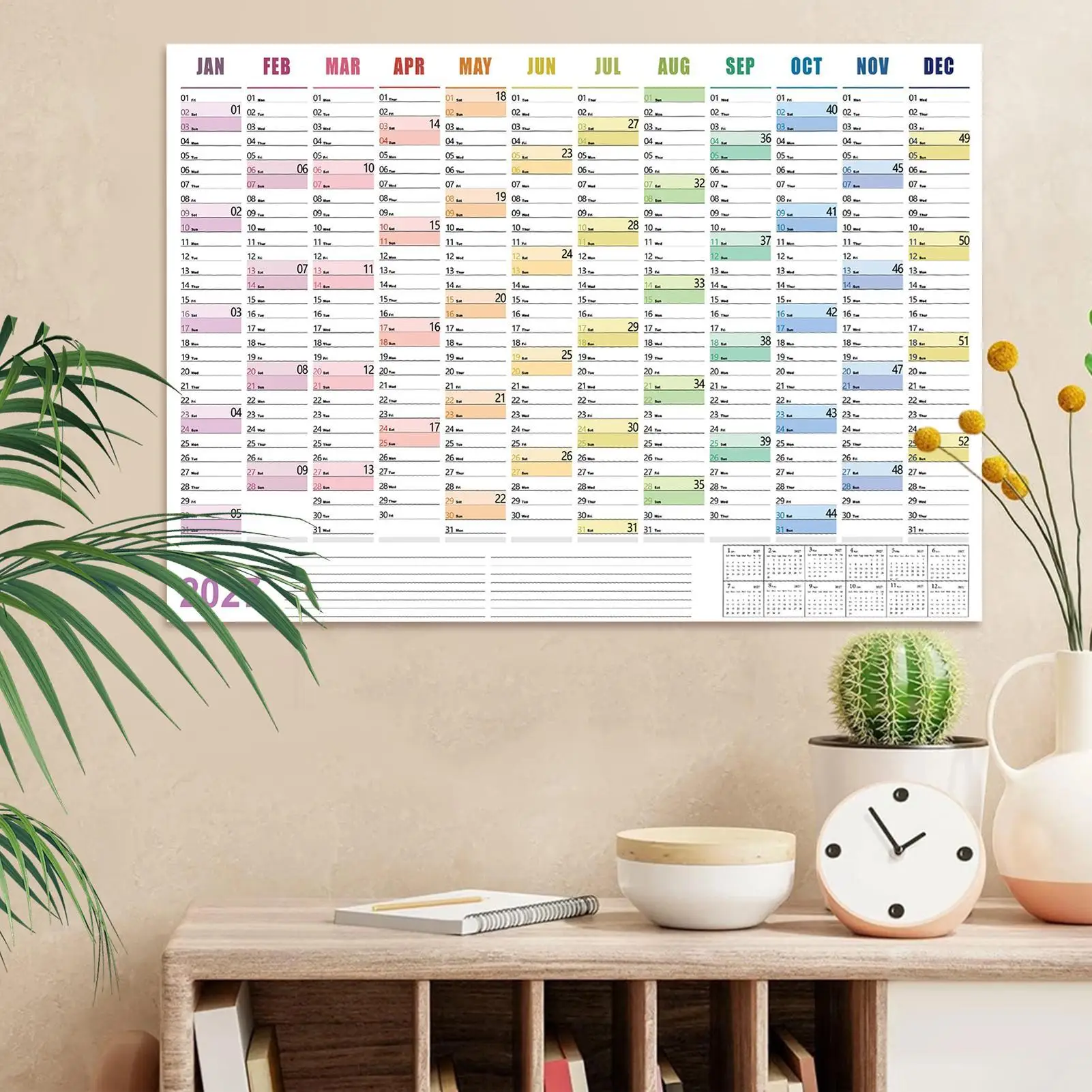 2027 Wall Calendar Large month Planner 12 Month Schedule Board Double Sided With Color Tabs Sticky Notes For Office School
