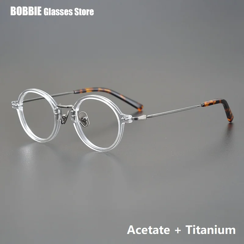 Japanese Designer Glasses Frame Men Women Retro Round Myopia Eyewear β Titanium Big Face Ultra Light Rim Handmade Eyeglasses New