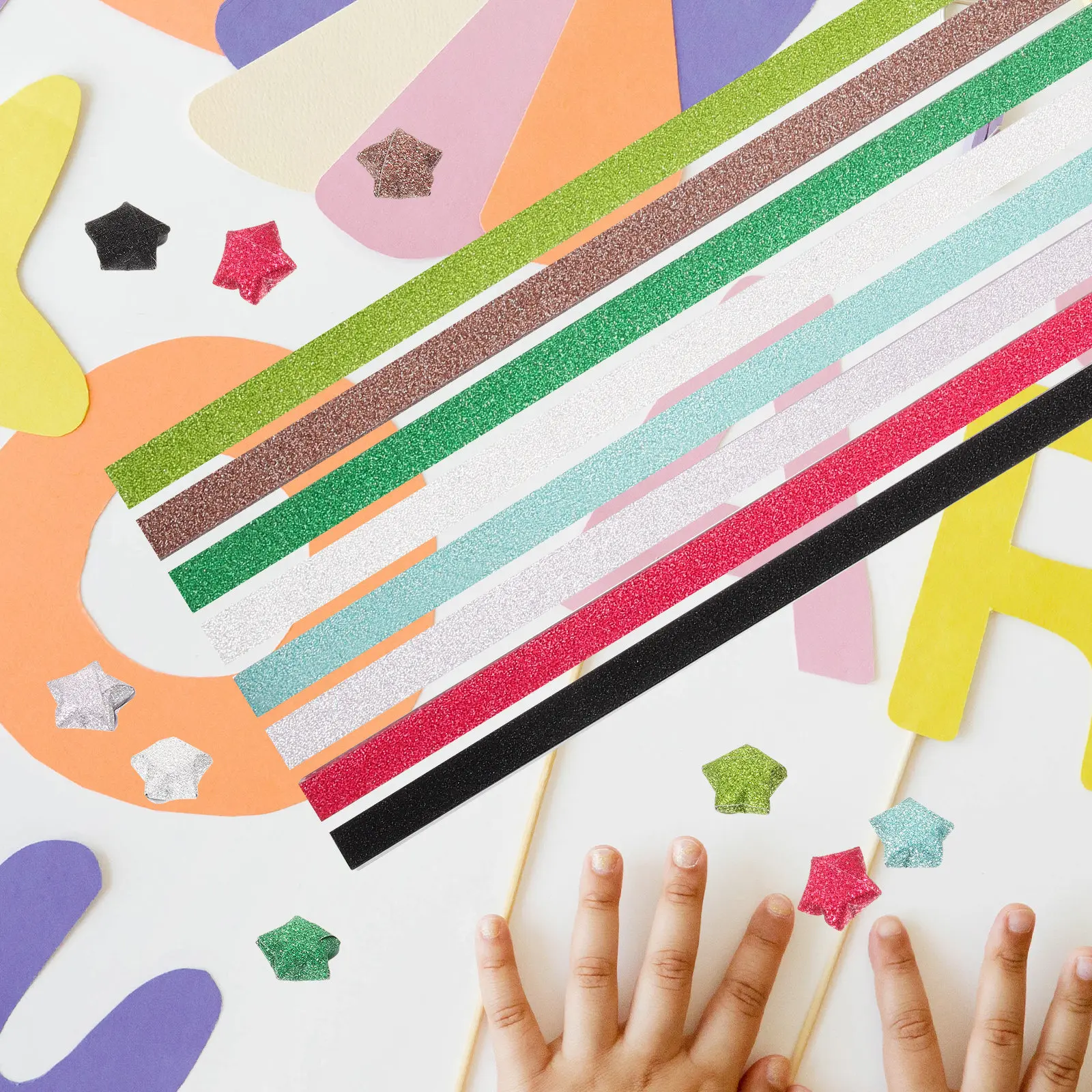 320Pcs Rainbow Star Paper Assortment High Quality Thick Folding Sheets for DIY Origami Stars Craft Projects Learning