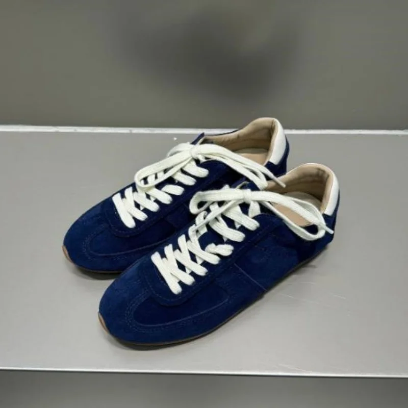 5 Colors Luxury Cow Suede Leather Women Sneakers Solid Color German Training Shoes Casual Shoes Fashion Flat Footwear 35-40