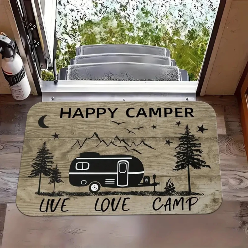 Welcome to Our Camp Camper Doormat for Living Room Kitchen Indoor Outdoor Entryway Washable Welcome Mat RV Campsite Decor