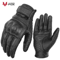 Guantes de cuero Vintage para motocicleta para hombre, manoplas de motociclista de carreras con pantalla táctil, color negro, anticaída, M-XXL, 2024