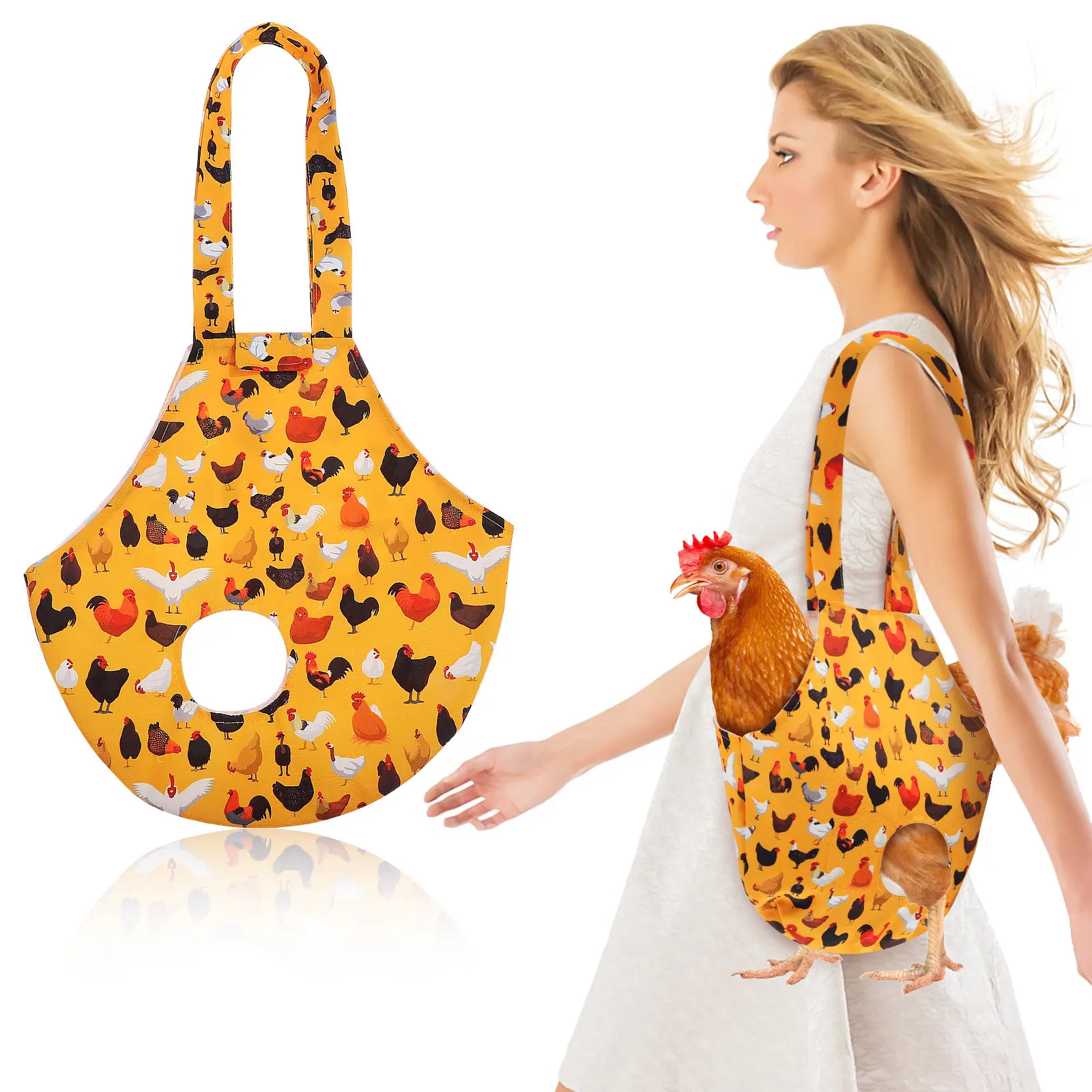 2Pcs Pet Chicken Carrier Bags Canvas Holder Stylish Poultry Travel Tote Chicken Holder Rooster Hen Duck Carrier view 2