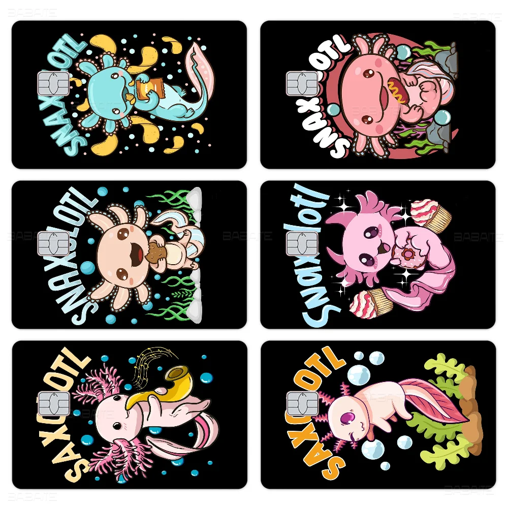 

Cute Axolotl Anime Spend Or Save Funny Shell On Off Ultra Thin No Fade Sticker Skin Cover Film For Debit Credit Card