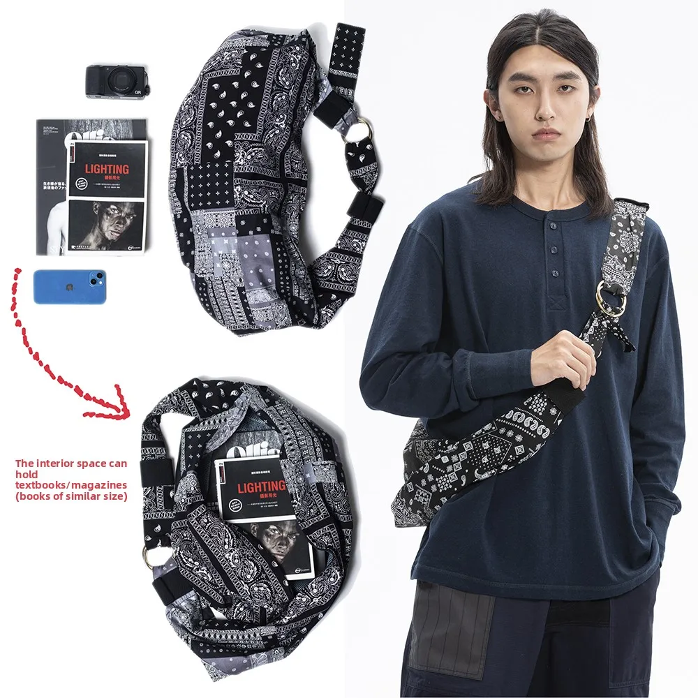 Shounenn Original Macaque Flower Splicing Waist Bag Crossbody Bag Leisure Style Youth Fashion Printed Soft Polyester Backpack