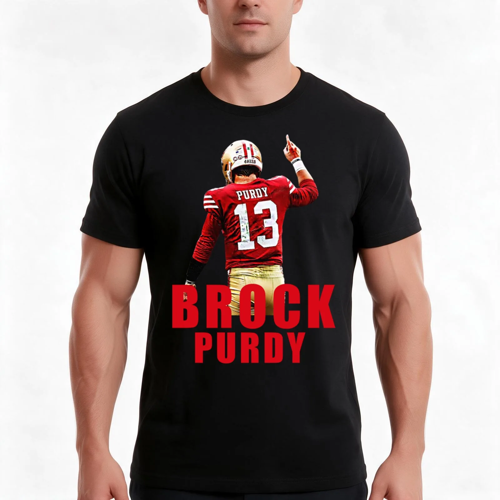 Brock Purdy 13 T-Shirt, Summer Casual Cotton Tee, Oversized Streetwear Tops, Vintage Graphic Print, Loose Fit Short Sleeve