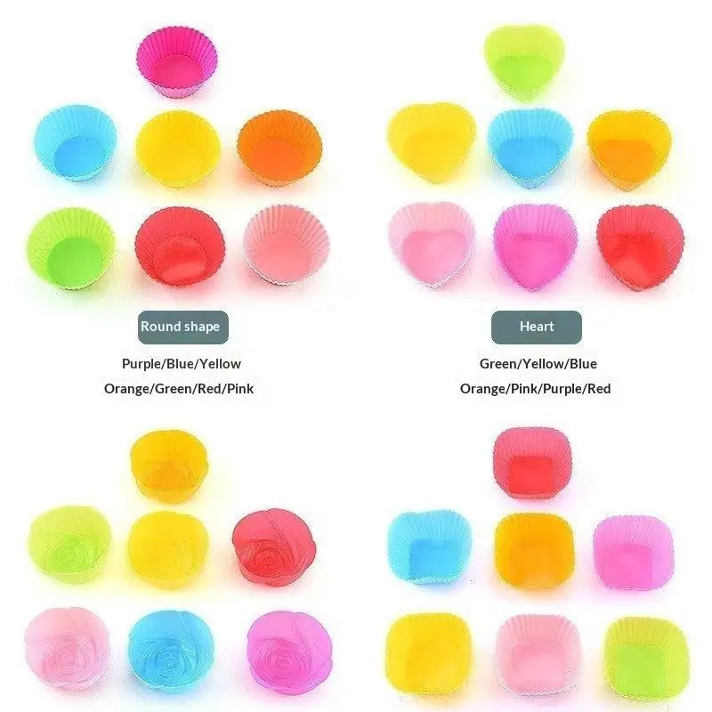 Heat Resistant Silicone Muffin Baking Moulds 3Pcs Nonstick Reusable Cupcake Liners Kitchen Pastry Bakeware Baking Accessory