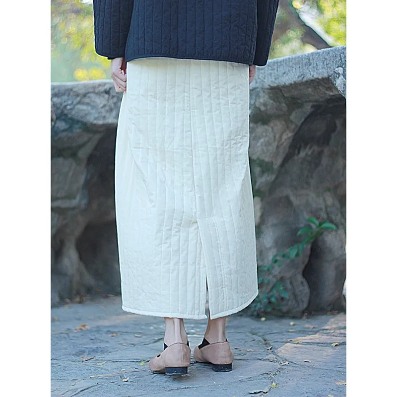 2024 New Arrival Autumn Winter Arts Style Women Loose Casual Mid-calf Skirt Warm Thickened All-matched High Waist Skirts Y32