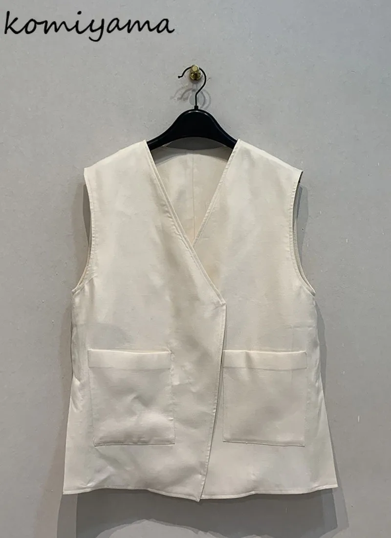 

V-neck Single Button Casaco Japan Chaquetas De Mujer Autumn New Jaqueta Feminina Woman 2025 Vest Jacket Tank Outerwears