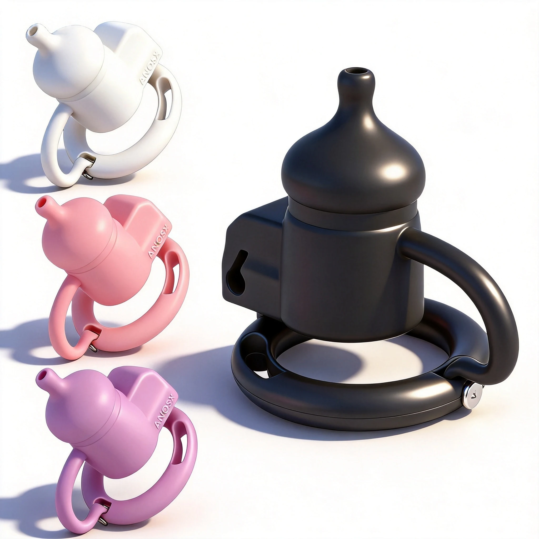 Milk Bottle Texture 4 Colors Silicone Chastity Cage Cosplay Penis Resistant Urethra Lock Cock Ring Flexiable Erotic Sex Toys 18+