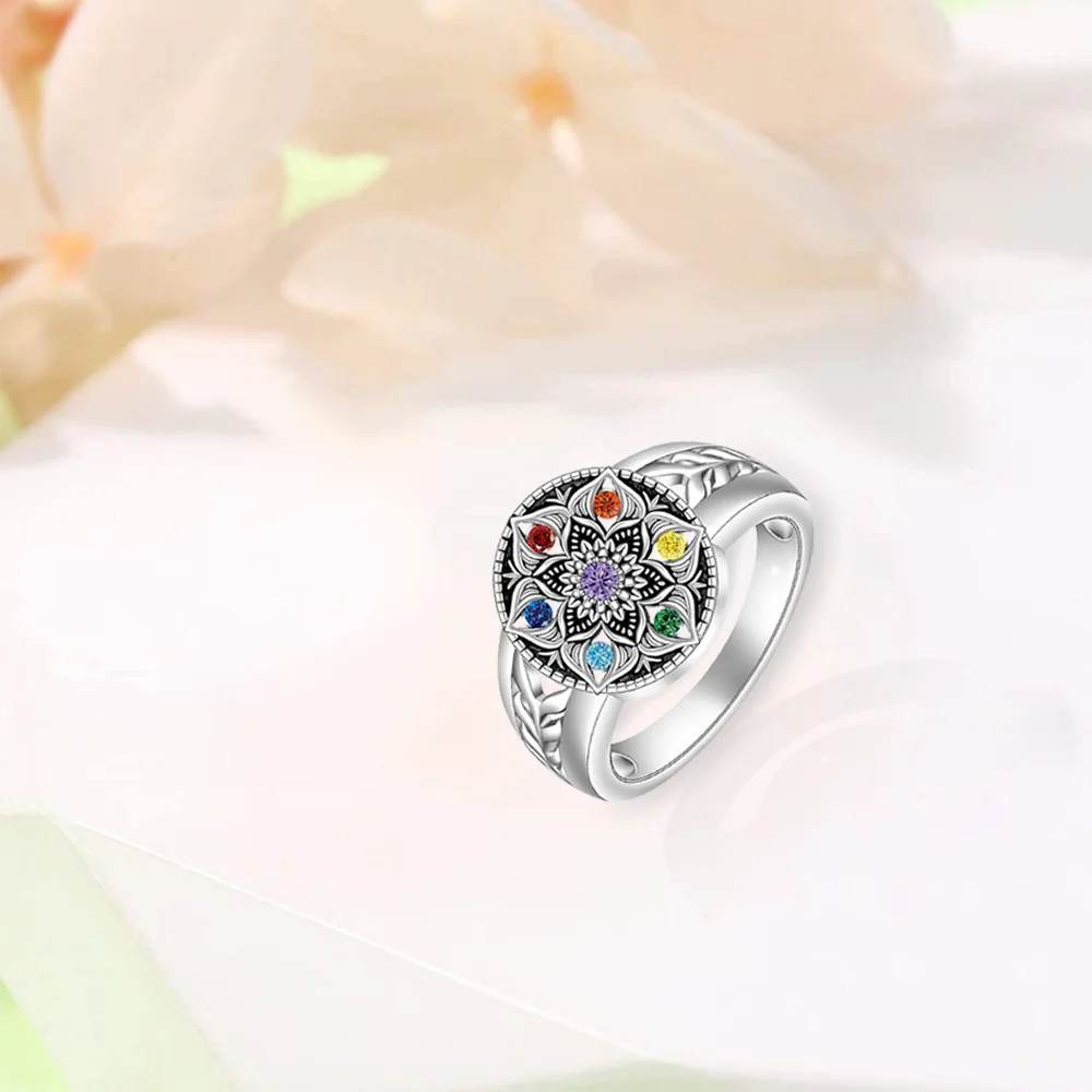 Fashionable and Delicate Seven-color Flower RingA Gift for Family and Friends on Birthdays and Christmas Anniversary Party Gifts