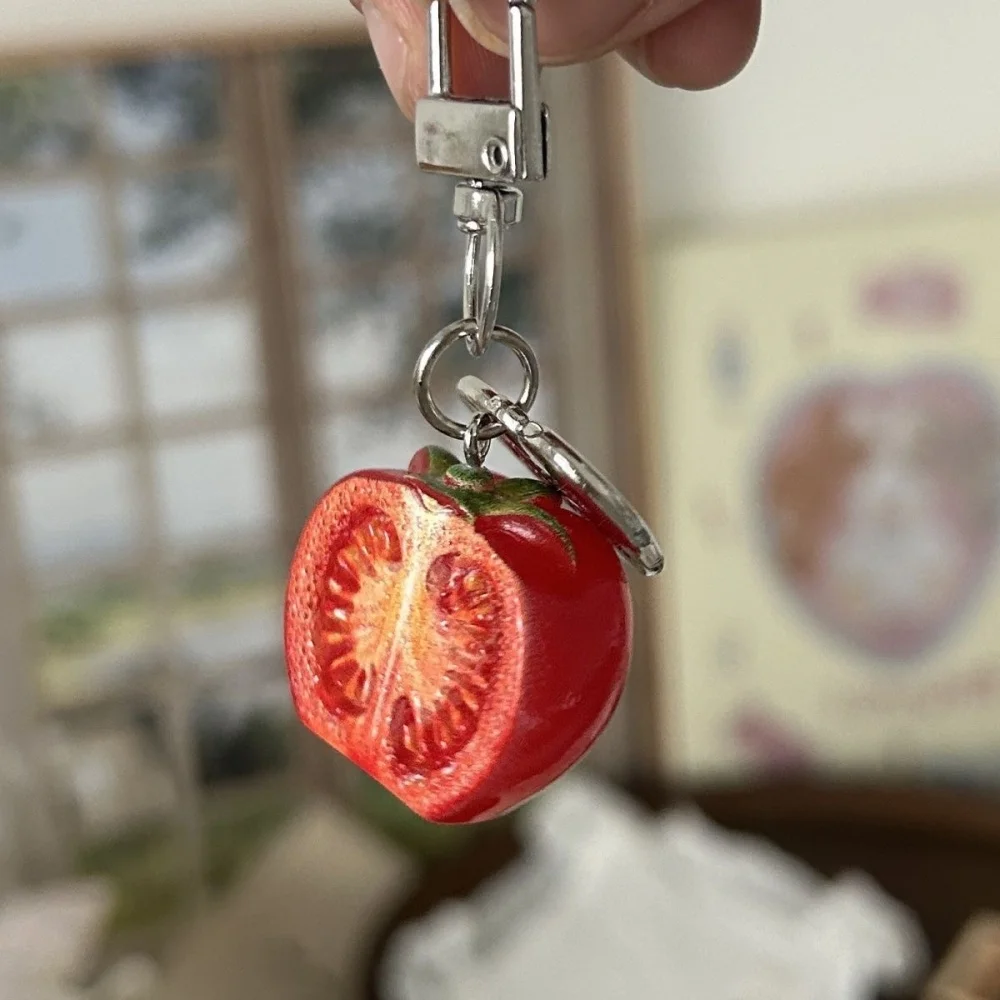 1/3 piezas Llavero 3D de tomate rojo, colgante de resina con forma de fruta, bonito adorno para funda de teléfono/bolso, regalo de cumpleaños ideal para mujer, accesorios ﻿