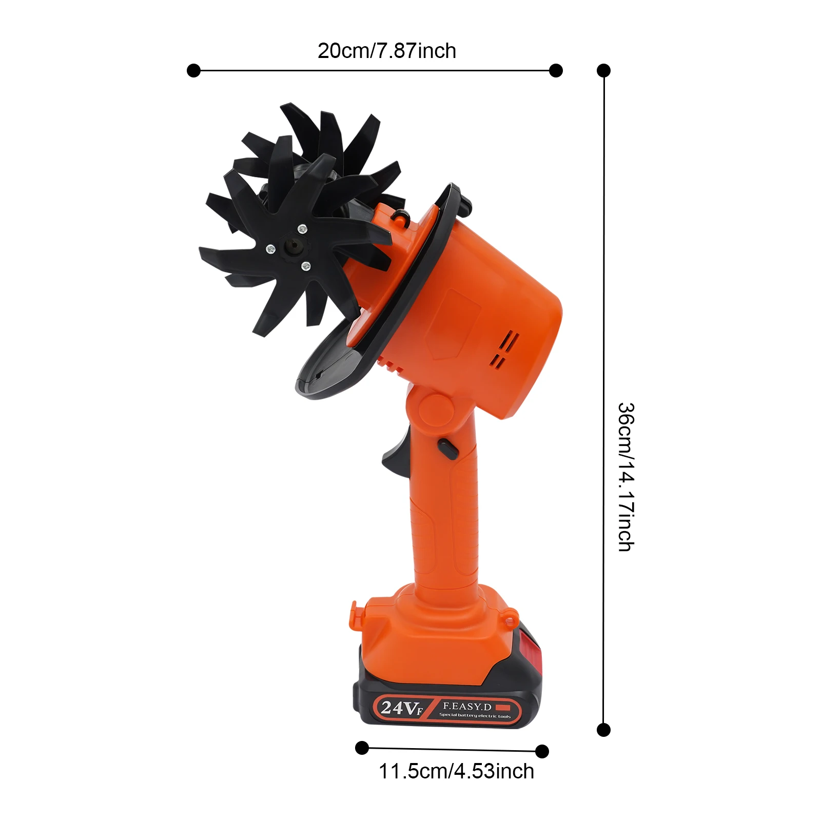 Akku-Räuchergrubber, 21 V, Mini-elektrische Gartenfräsmaschine, tragbare Mikrofräse mit Verlängerungsstange für Gärten – Detail 2