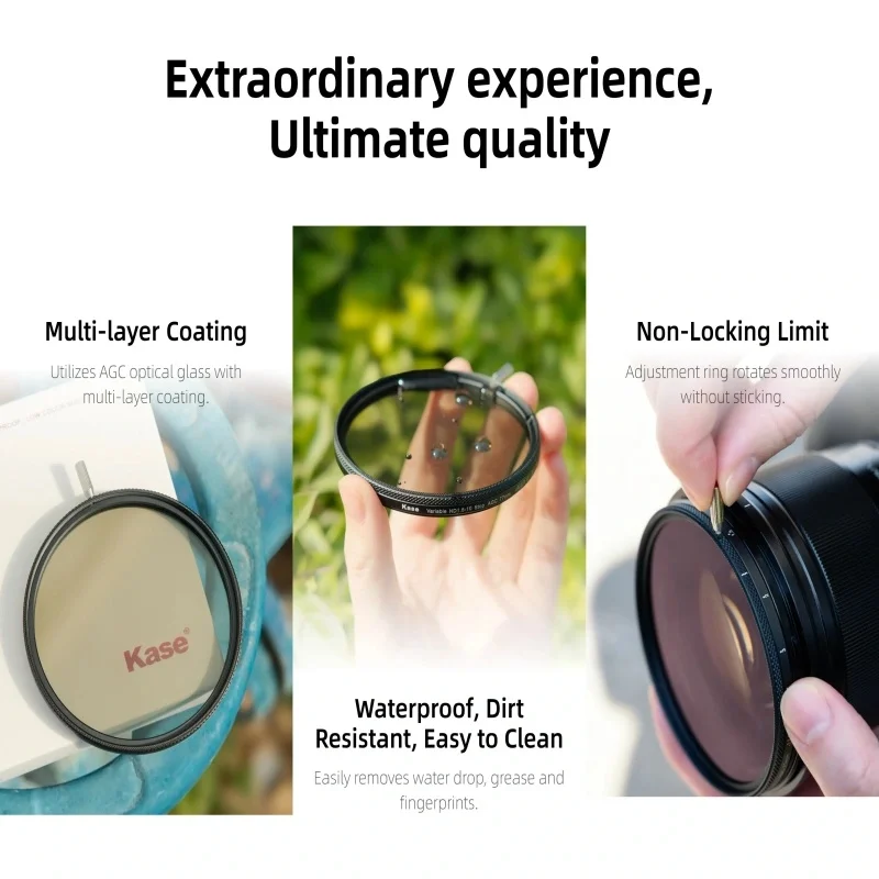 Kase Variable ND 1.5-10 AGC ND Lens Filter for Camera Lens Adjustable Neutral Density Filter 43 46 49 62 67 77 55 58 82mm