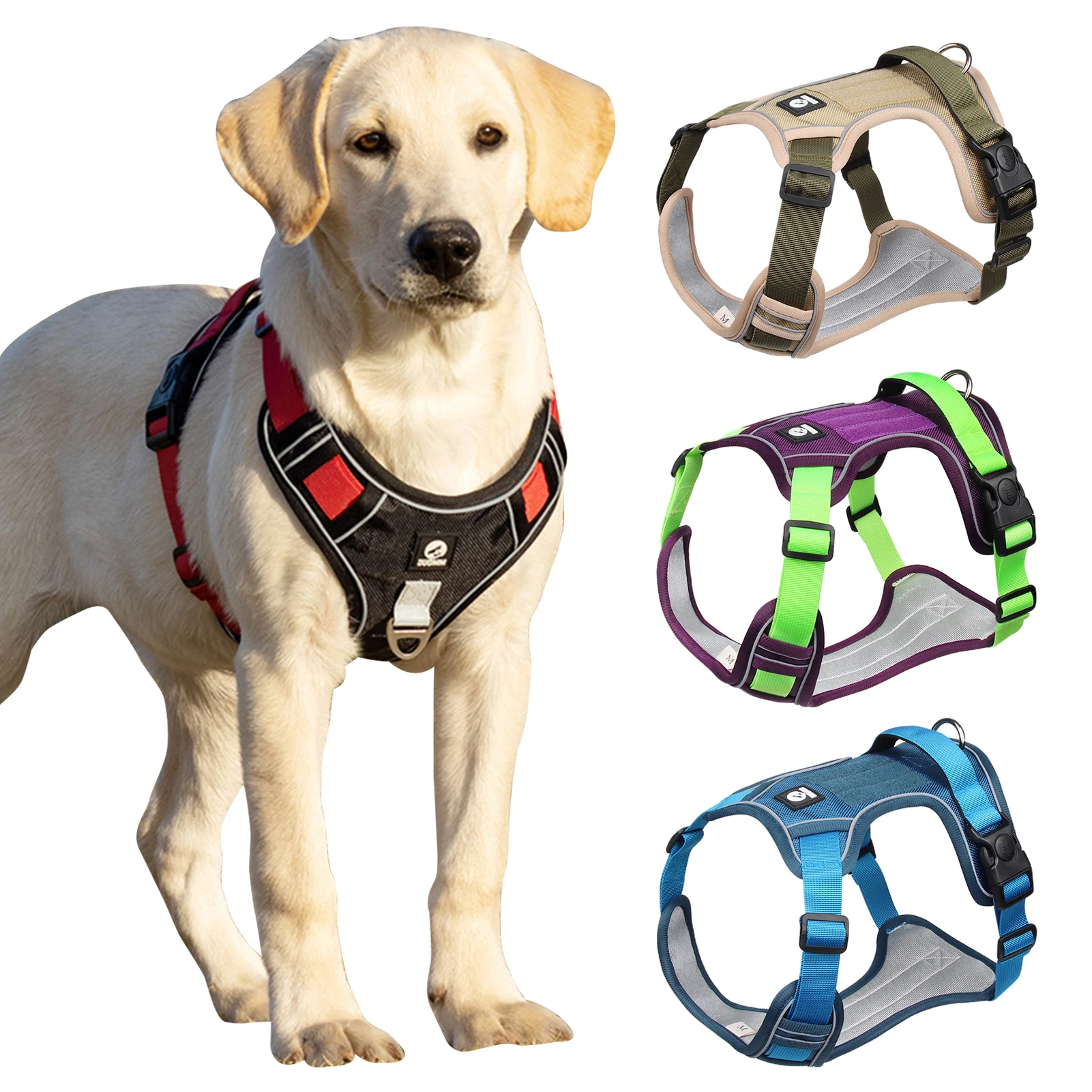 Arnés reflectante ajustable para perros medianos y grandes, tela Oxford del ejército Labrador, chaleco para mascotas, entrenamiento, perro, caminar