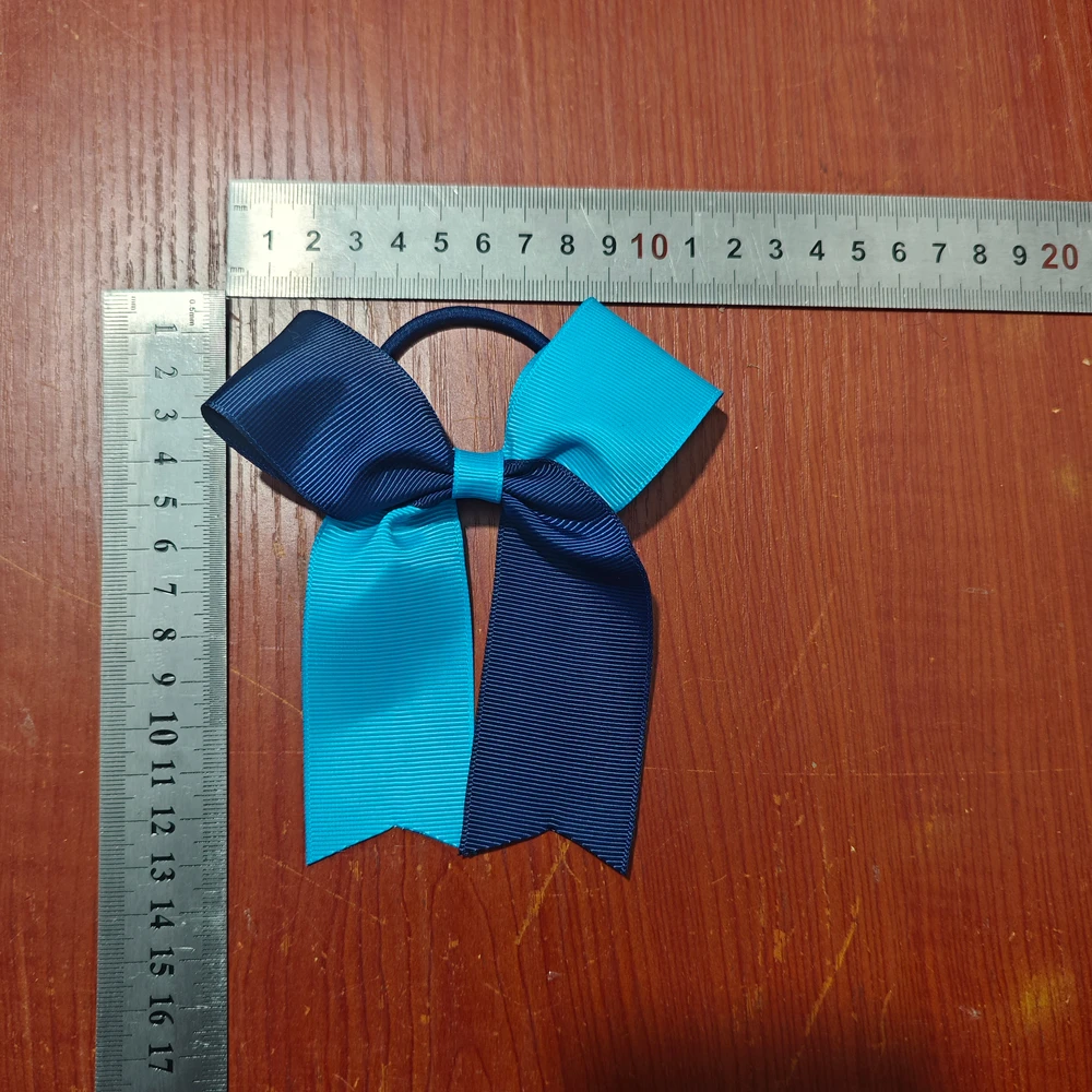 10pcs 4.5 Inch Two Color Cheerleading Hair Bows Elastic Ties Hairband For Girls Children Perform Cheer Up Bowknot Custom Color