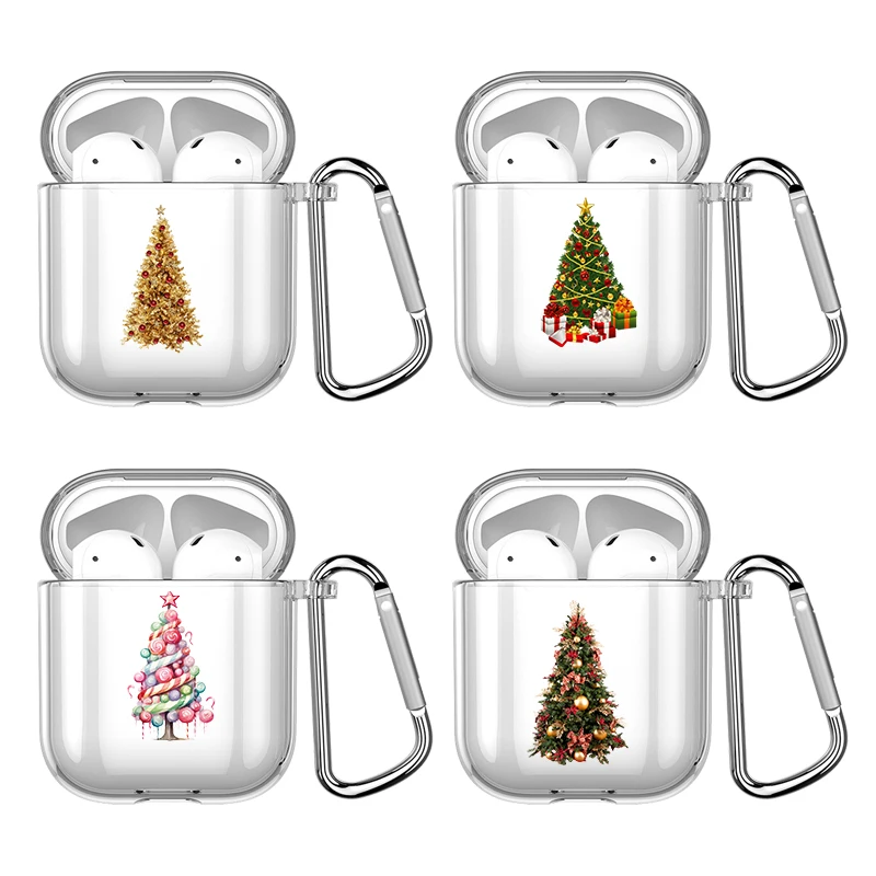 Christmas Tree New Year Bag Case For Apple Airpods 1 or 2 Shockproof Cover For AirPods 3 Pro Pro2 Transparent Earphone Protector