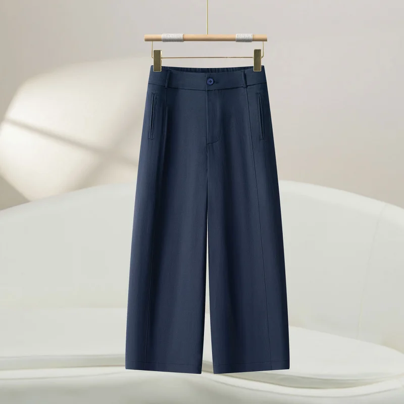 

Eight-point Women's Summer Thin High-waisted Comfortable Versatile Simple Draped Casual Pants for Petite Women Wide-leg Pants