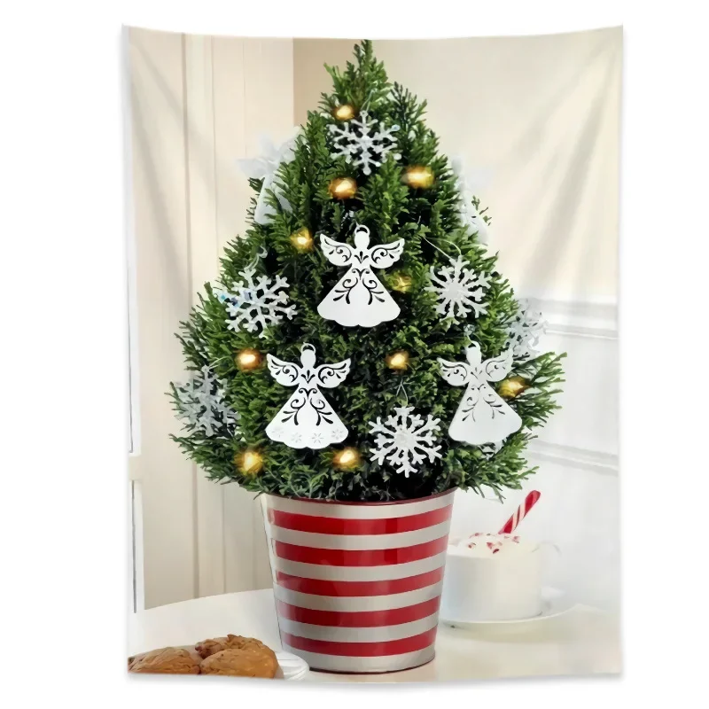 

Гобелен с рождественской елкой, ткань, настенная ткань, украшение для гостиной, дома, подвесные гобелены, фоны