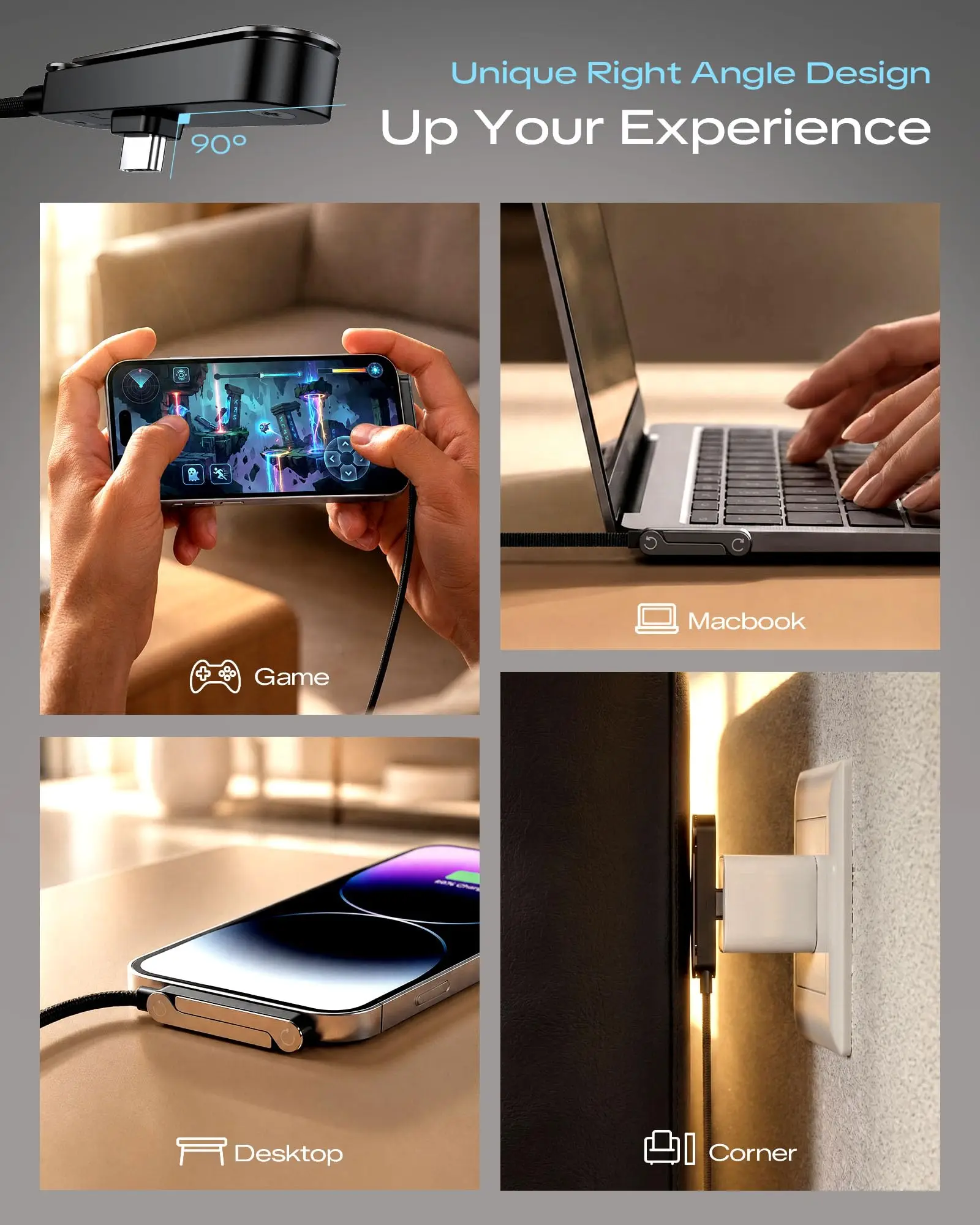 NNBILI 3/1 Stück 240W PD Schnellladekabel USB-C auf Typ-C mit klappbarem Ständer und Handyhalterung für iPhone 18/17/16 Pro, Xiaomi, HUAWEI – Detail 4