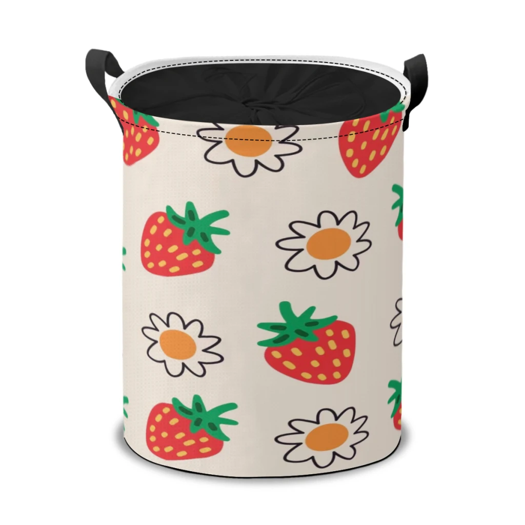 

Household Fabric Bundle Device Dirty Cloth Basket Storage Bucket Pink Strawberry Home Folding Toy Storage Basket Laundry Basket