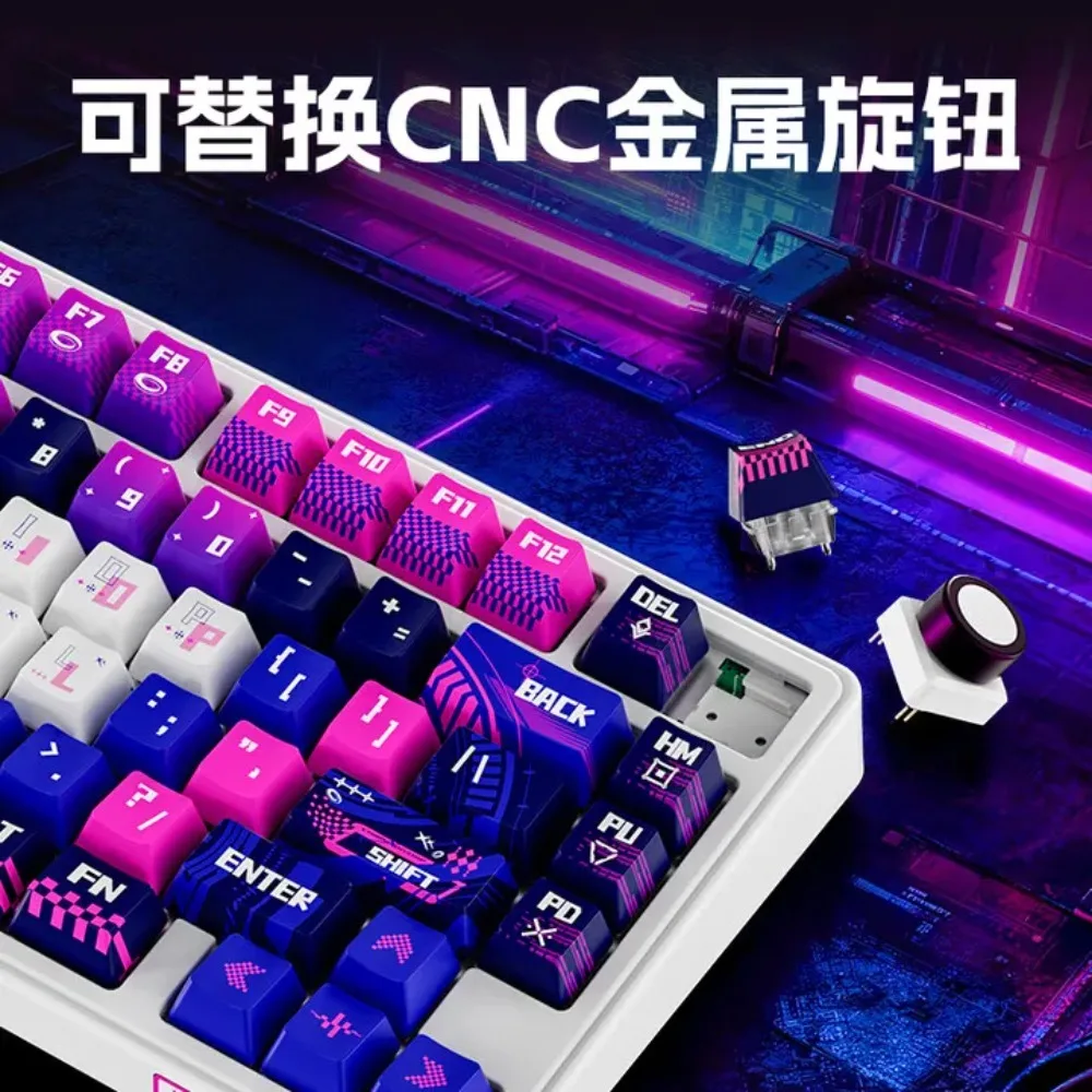 Rk R75pro Keyboard Mekanik Sakelar Magnetik Mode Tunggal Berkabel 0.1ms Latensi Rendah RT0.005mm Hot Swap Dengan Tombol Putar Keyboard Gaming PC