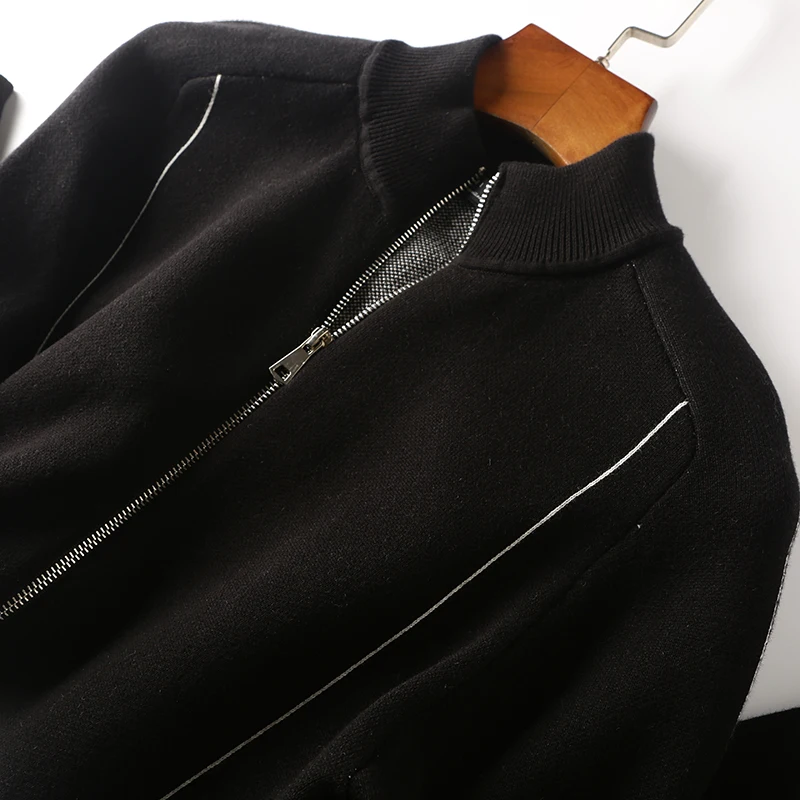 

Knitted Zipper Sweater Jaet Men's Casual Stand Collar Autumn Winter Faion Ci Sle Long Sve Slim Fit Coat