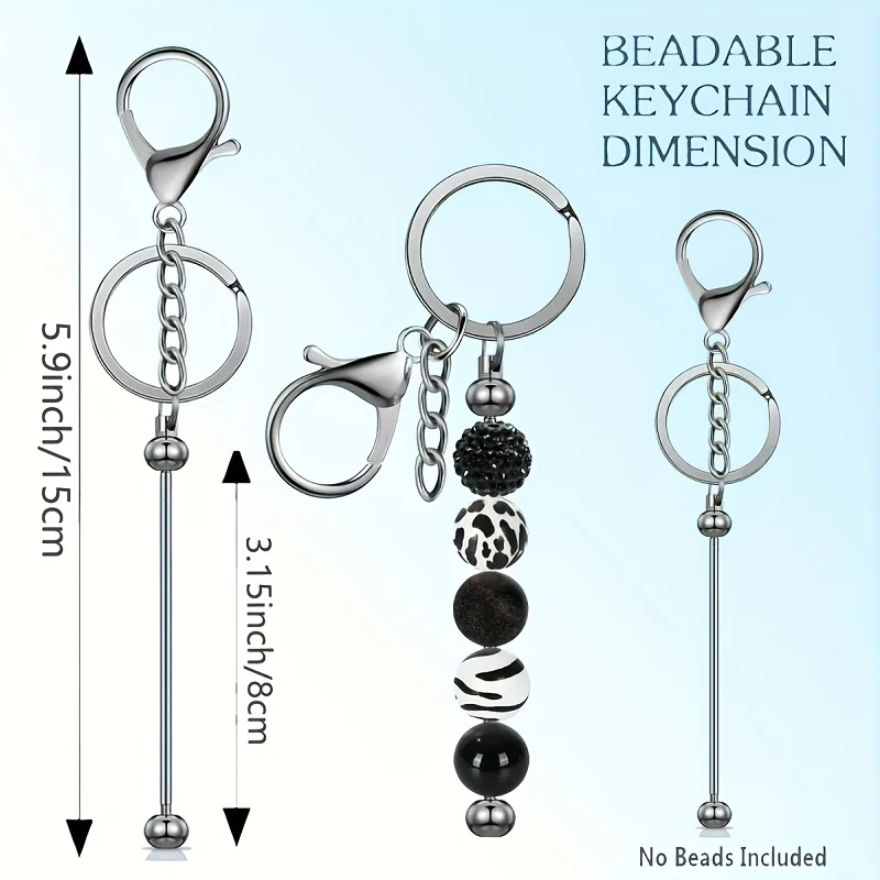 6pcs Bulk Keychain Novelty Essential Home  Blank Key Rod Blank Handmade Keychain UnisexBlank Beaded Keychain Strips Gifts Bulk - view 2