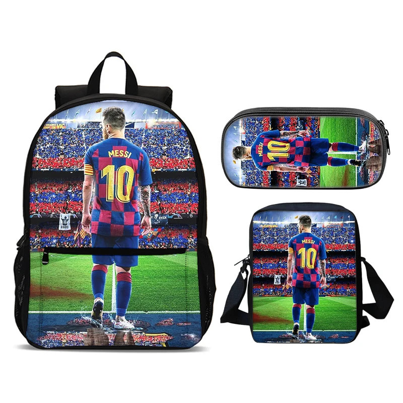 

Mess Backpacks I 3pcs Football Stars Printe Lightweight Simple Laptop School Bags Junior-senior high school Students Mochilas