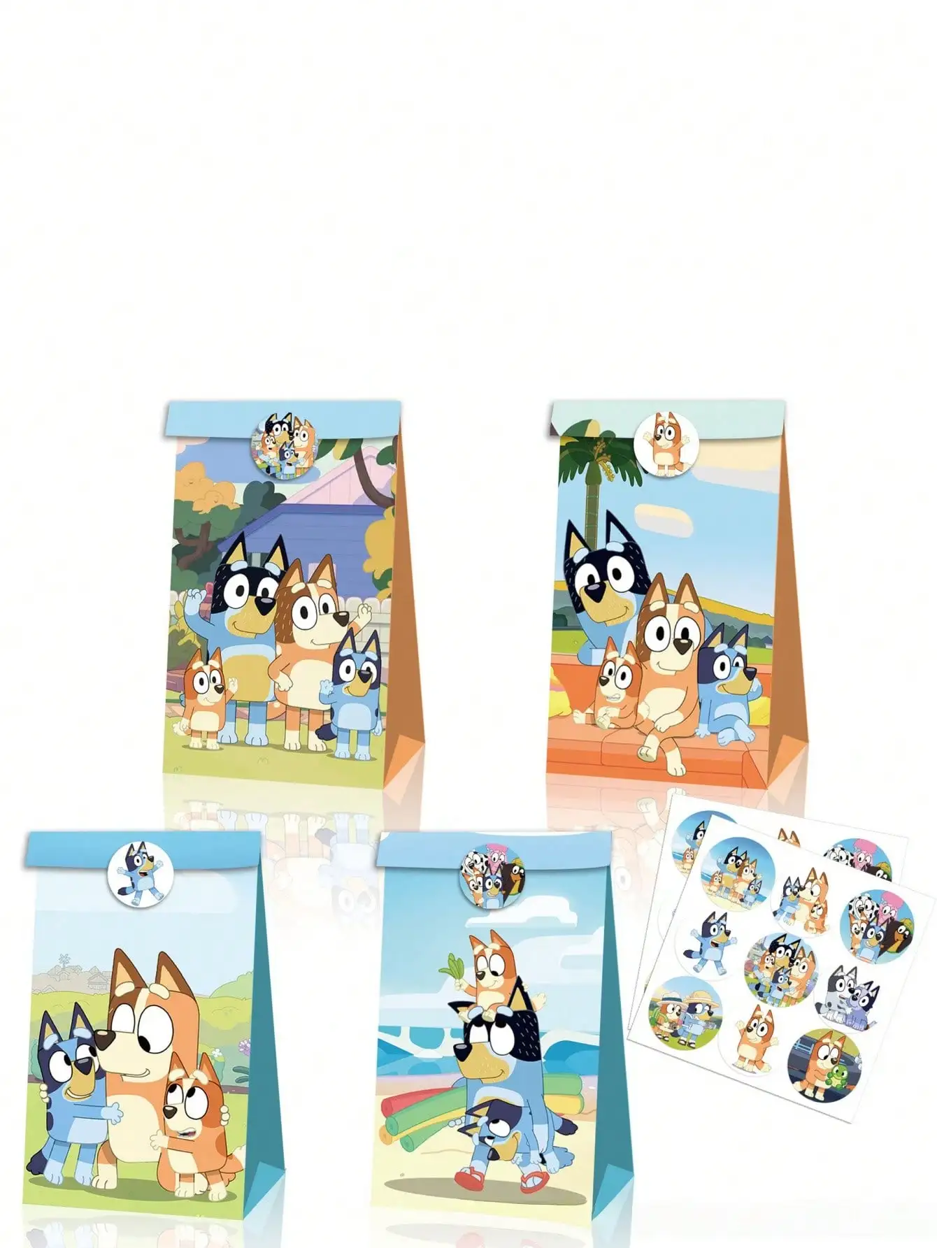 45/90 Pezzi Adesivi Decorativi Blu Bluey, Scatola Sorpresa Bingo, Sacchetto Regalo per Festa di Compleanno, Adesivi Sigillanti Autoadesivi