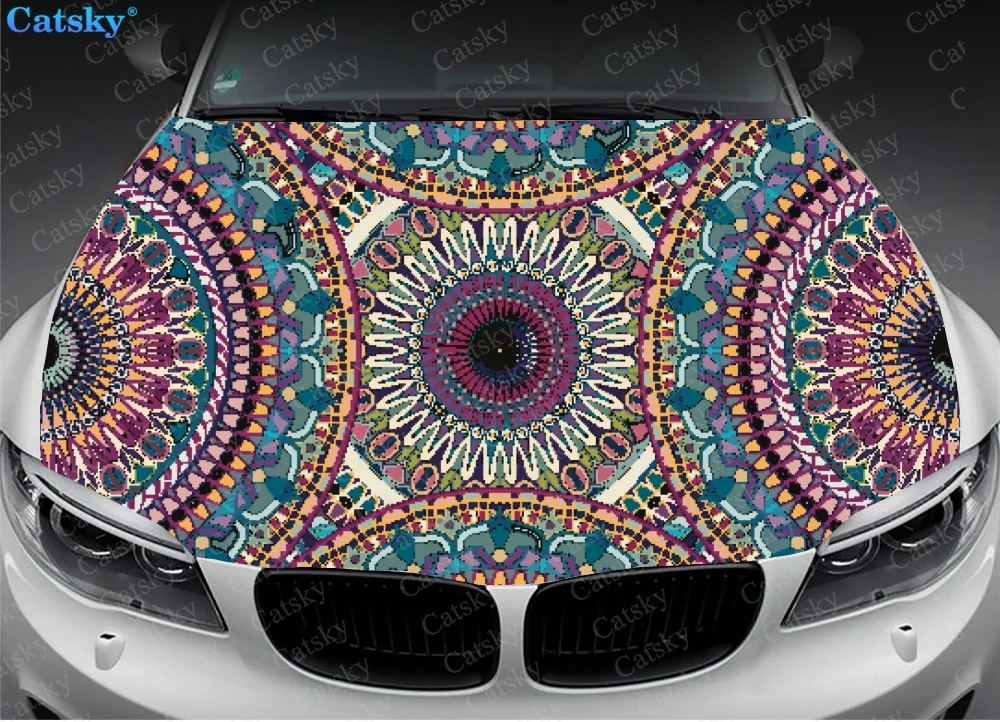 Ethnic Style Printstyle Car Floor Mats,Car hood wrap lion decal,bonnet vinyl sticker,full color graphic decal,Custom Fit Any Car