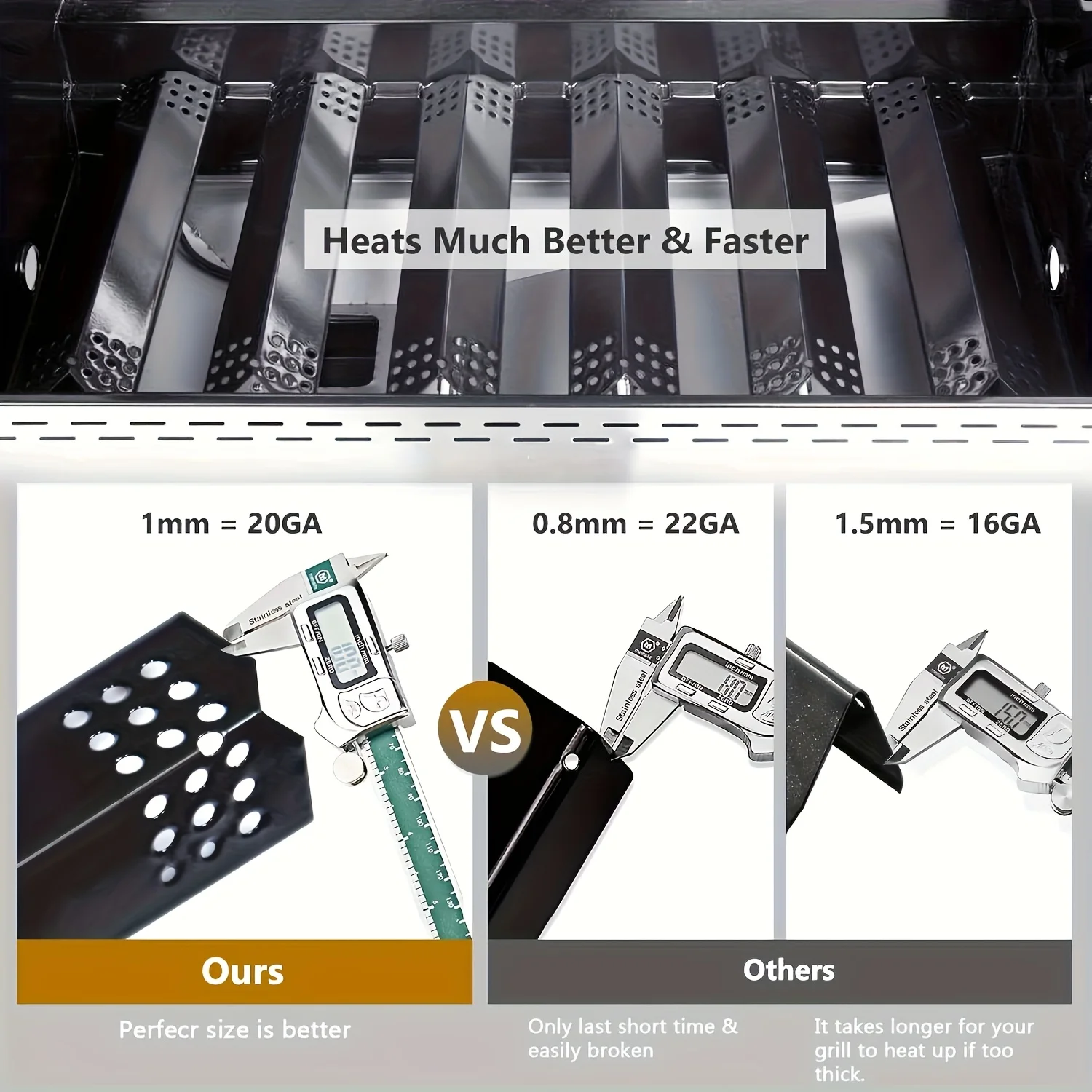 14.6 Inch Grill Heat Plates Replacement Parts, Porcelain Grill Burner Covers Compatible for Grill Master, Nexgrill, Charbroil,