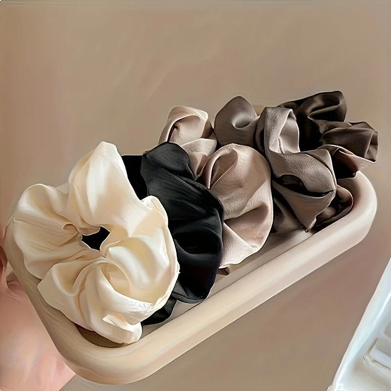 5Pcs High-Elasticity Satin Hairband, Retro and Elegant Hairband in White, Black and Brown, Suitable for Daily Wear and Dates