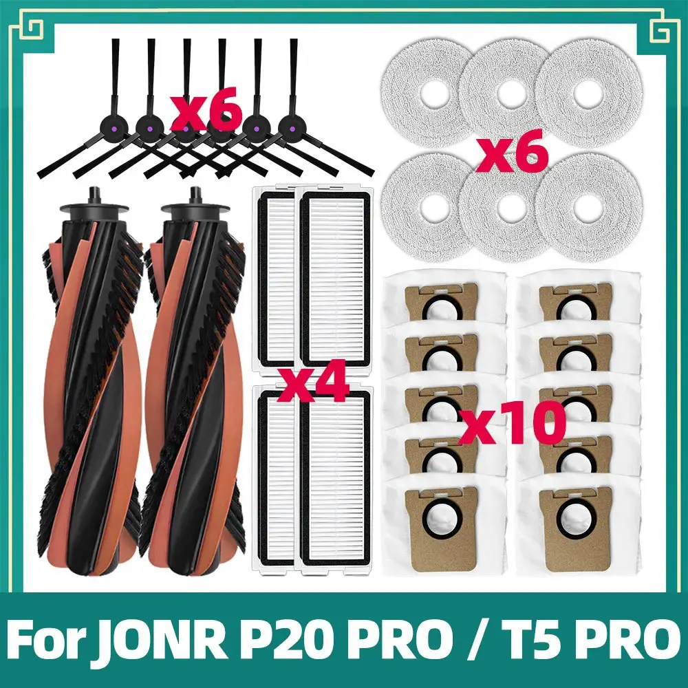 Fit For JONR P20 PRO / T5 Pro Robot Vacuum Cleaner Accessories Main Side Brush Hepa Filter Mop Cloth Replacement